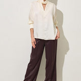 Bluza Satin Crem Cu Decolteu In V