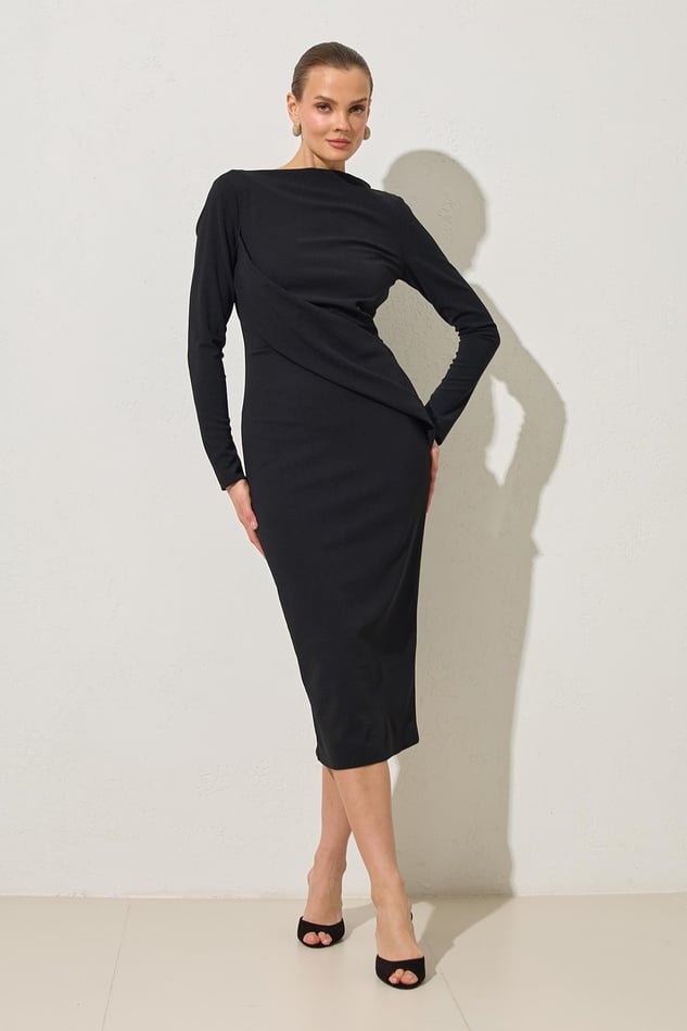 Rochie Neagra Cu Maneca Lunga