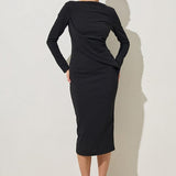 Rochie Neagra Cu Maneca Lunga
