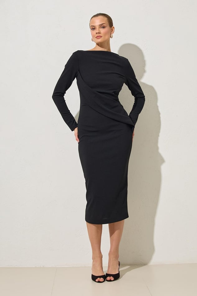 Rochie Neagra Cu Maneca Lunga