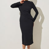 Rochie Neagra Cu Maneca Lunga
