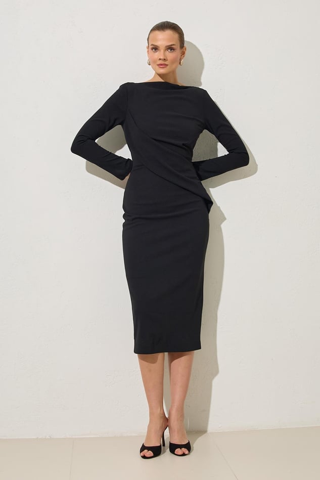 Rochie Neagra Cu Maneca Lunga