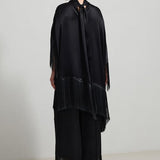 Set Negru Satin Cu Franjuri