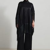 Set Negru Satin Cu Franjuri