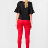 Top negru cu volane