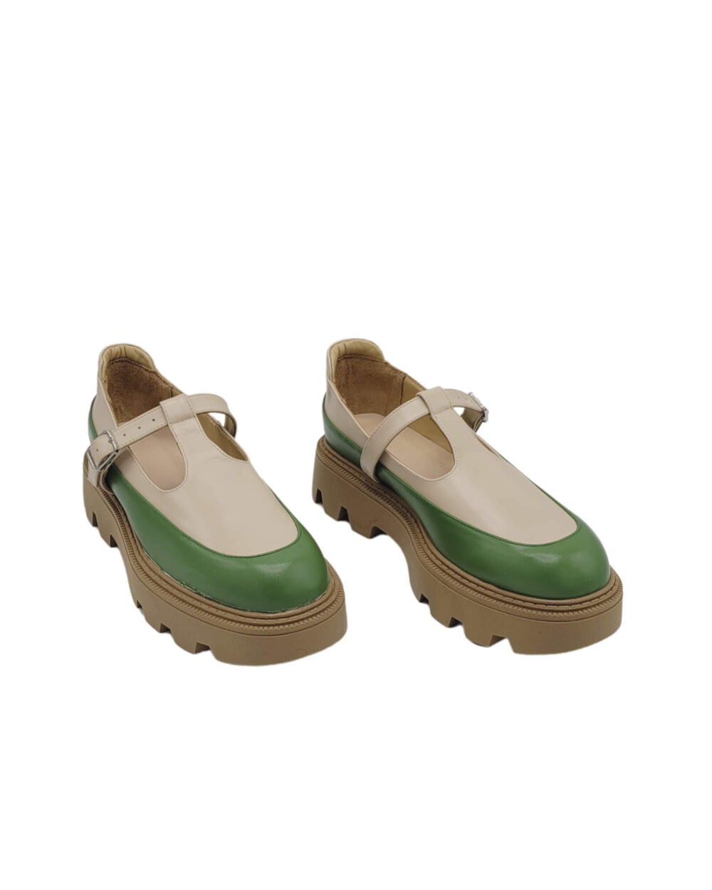 Pantofi cu catarama Asia2 Beige-Aloe