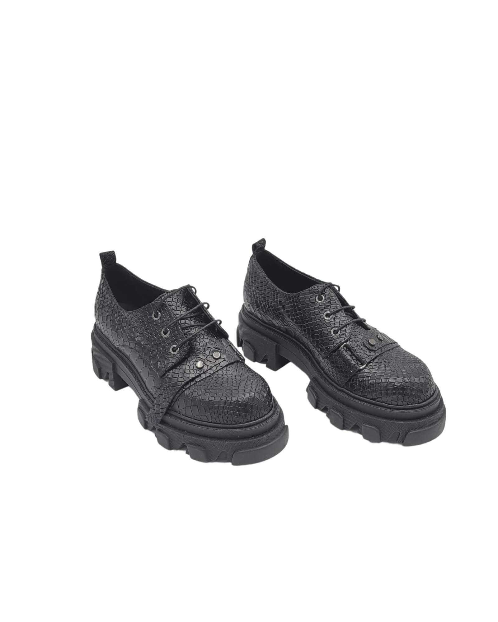 Pantofi din piele cu presaj Medellin Black