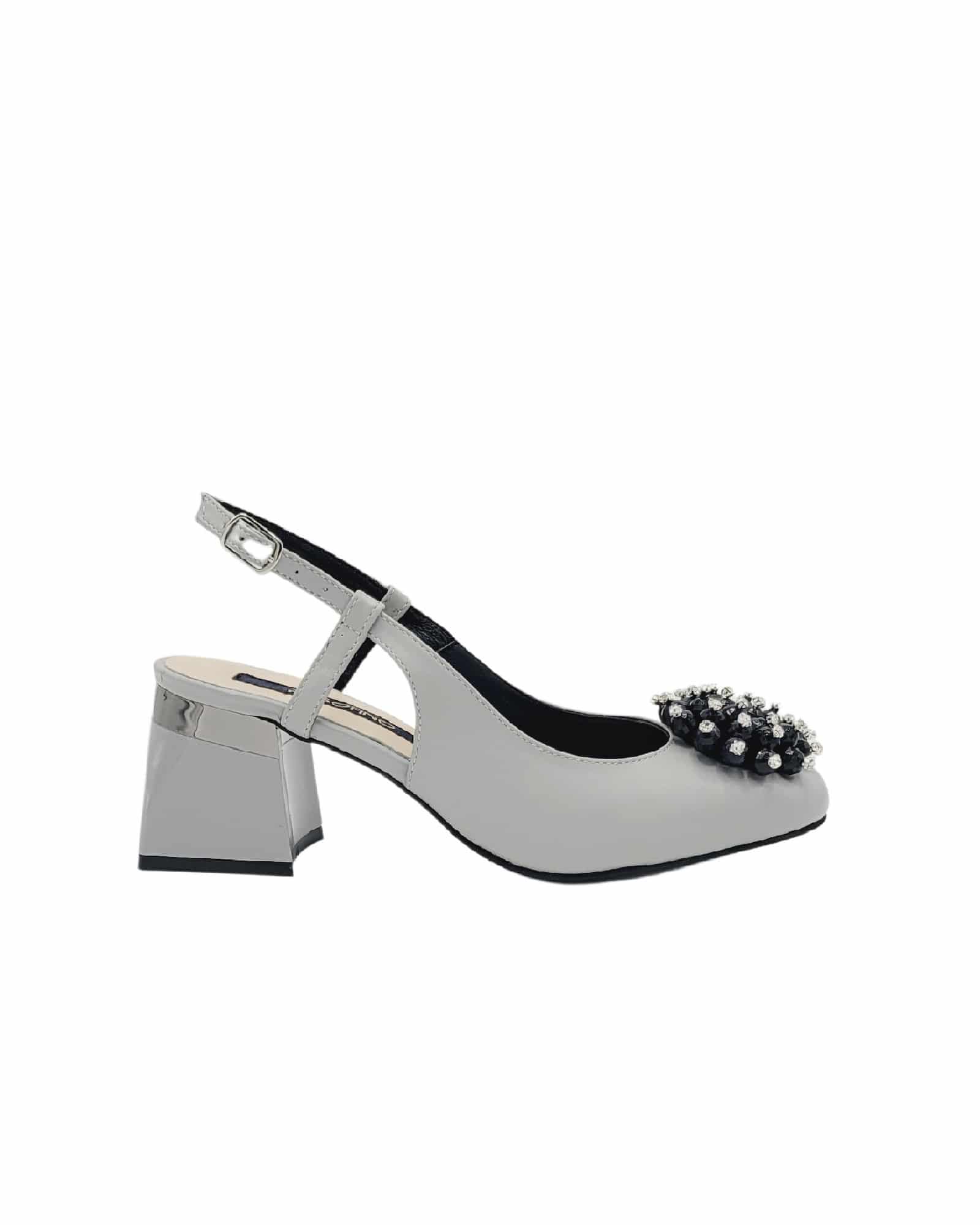 Pantofi decupati cu accesoriu Paris Grey