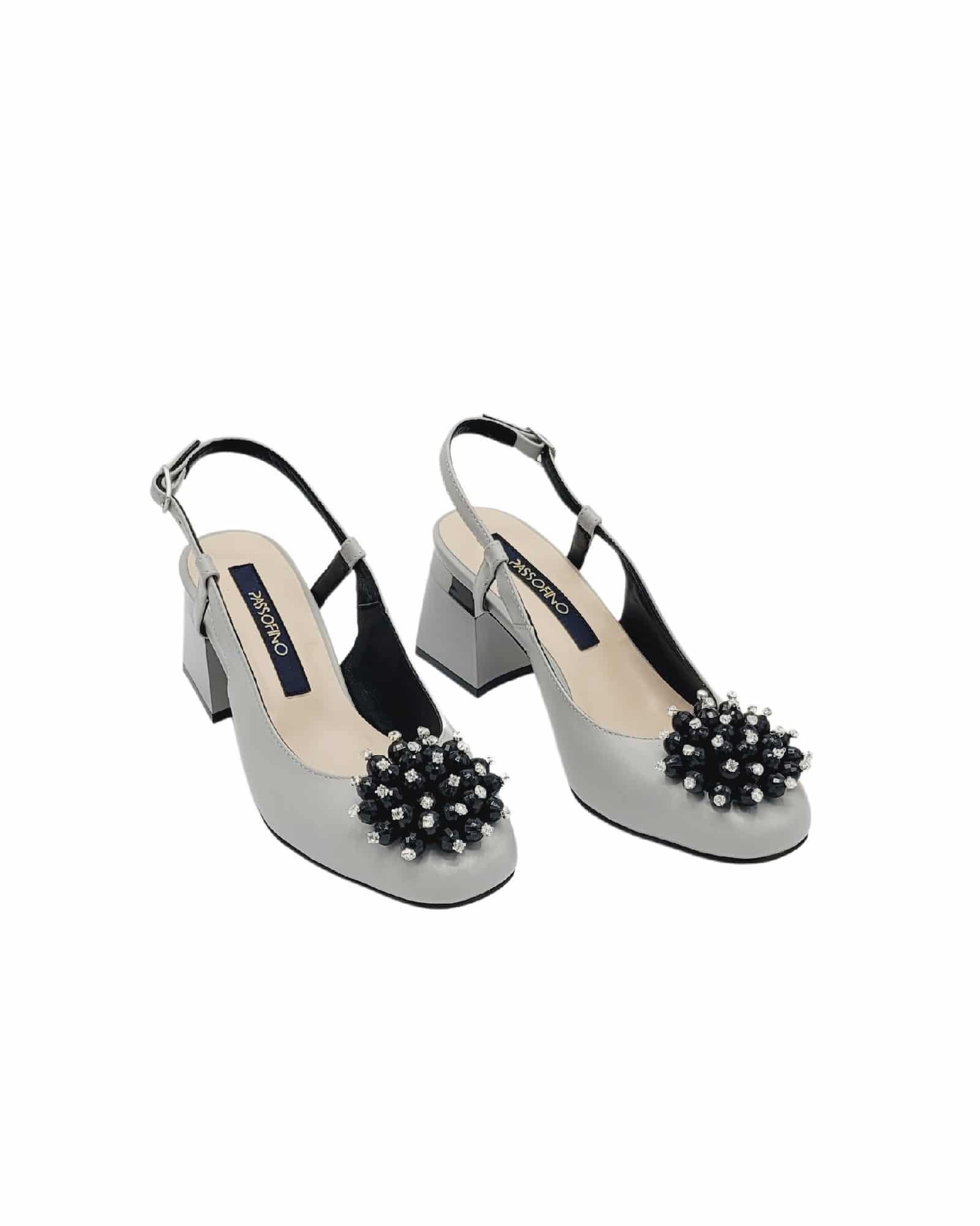 Pantofi decupati cu accesoriu Paris Grey