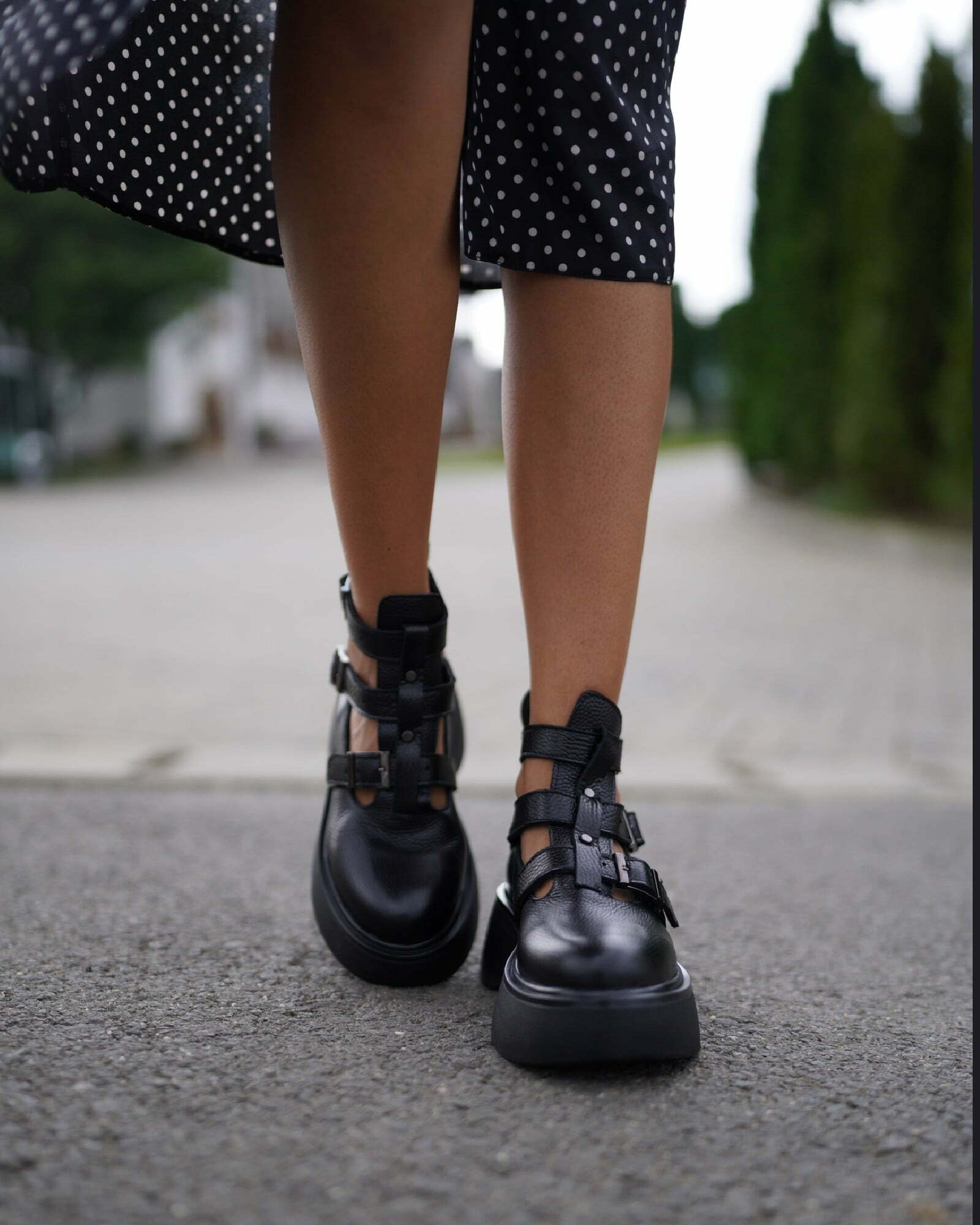 Pantofi cu catarame PF261-6 negru