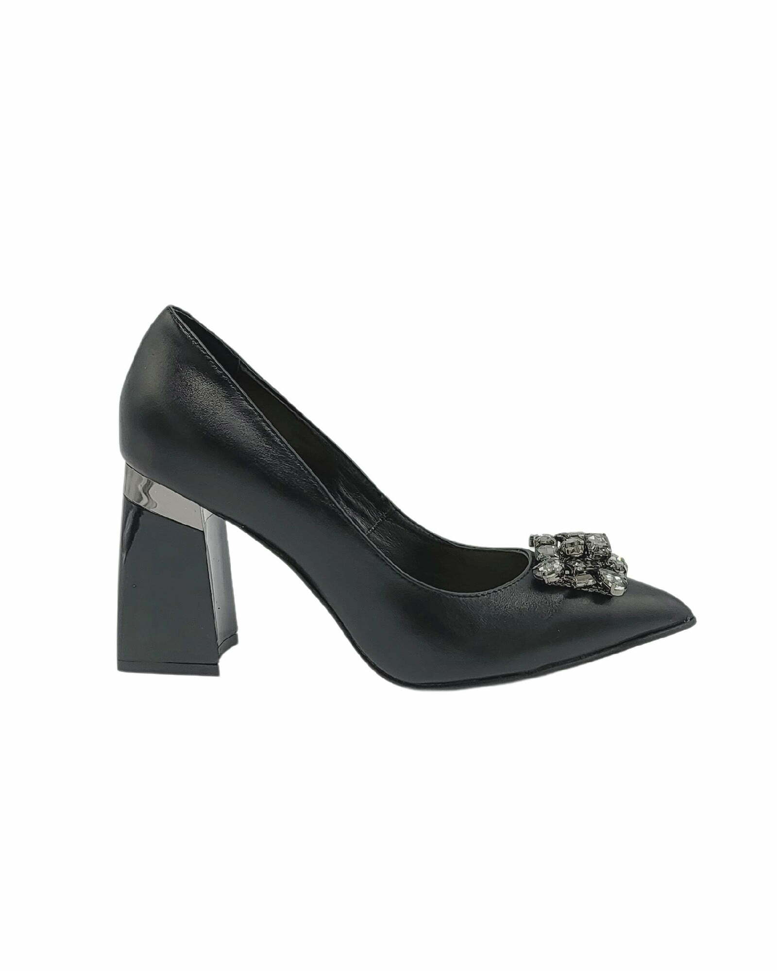 Pantofi eleganti cu accesoriu PF309-12 negru
