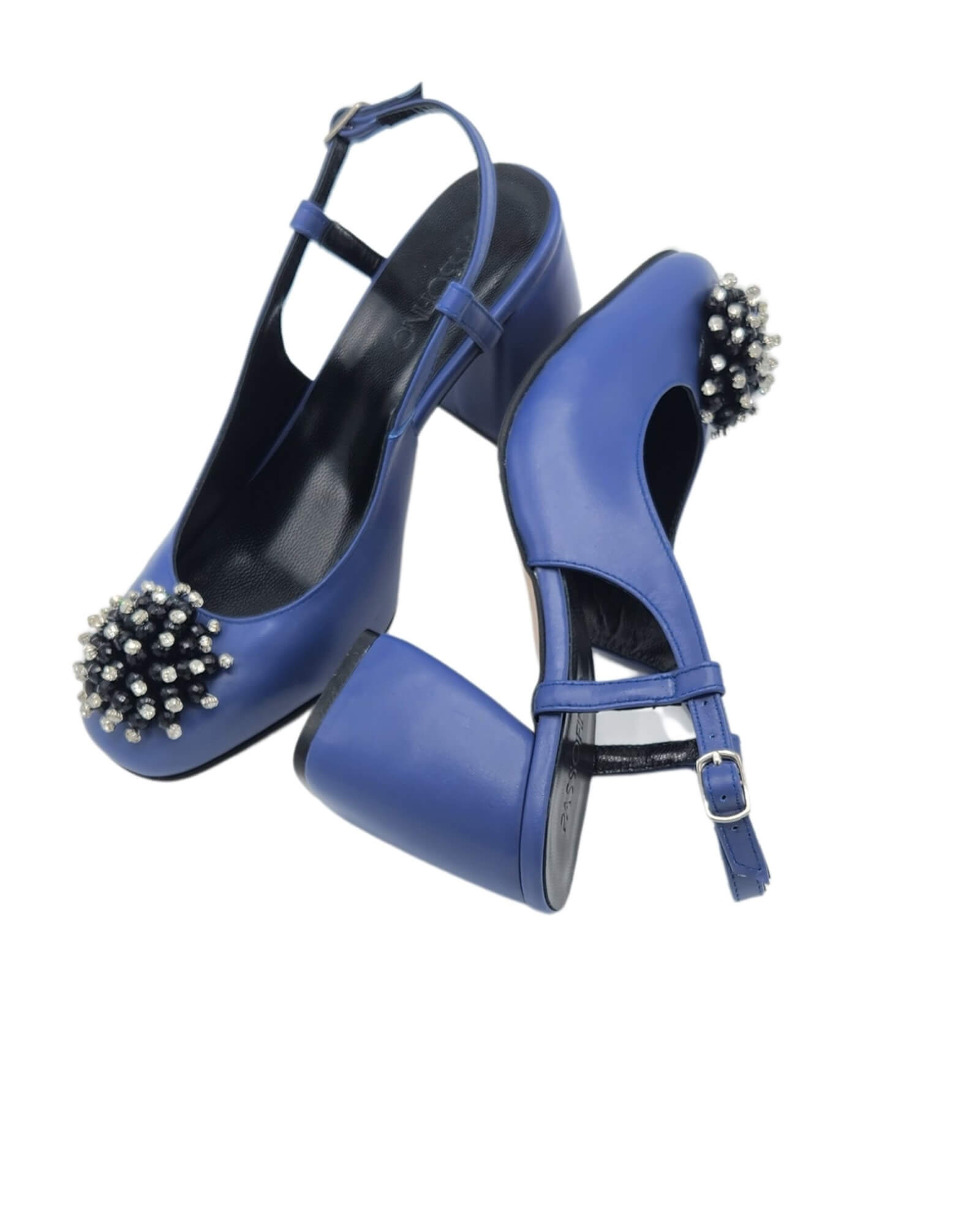 Pantofi decupati din piele soft Tatiana blue