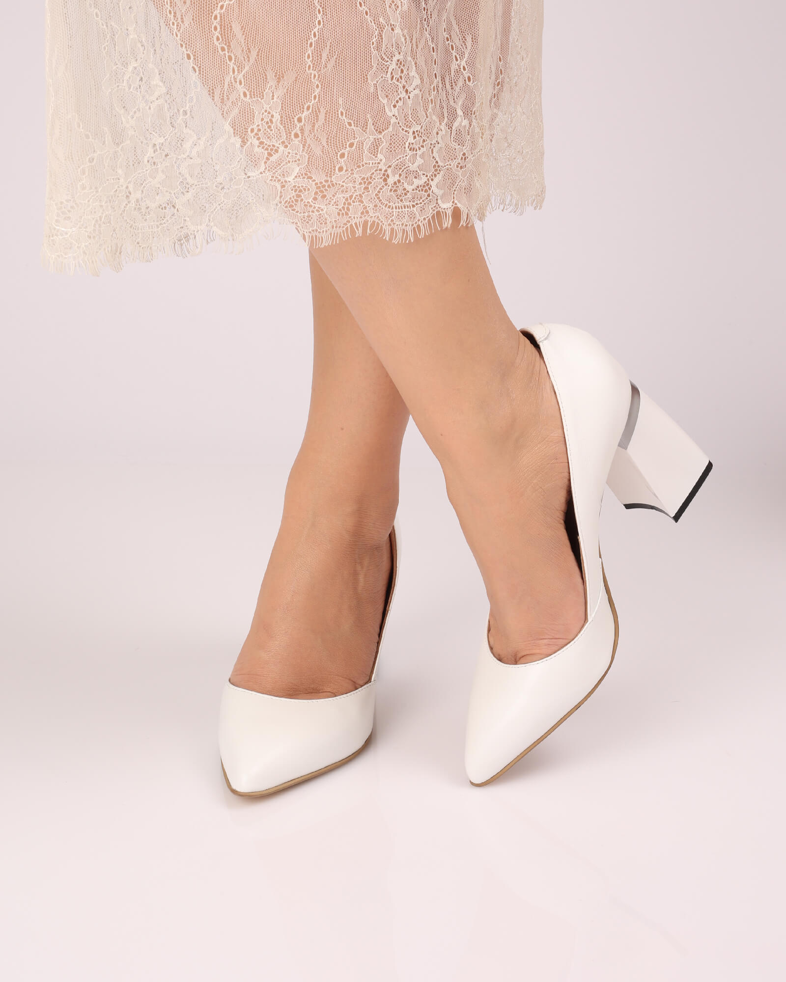 Pantofi eleganti PF309-3 alb
