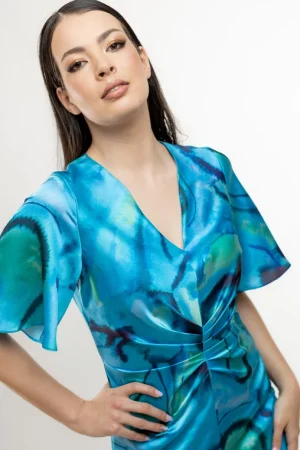 rochie-caramel-midi-eleganta-cu-pliuri-decorative-albastra-r8427-36560-2