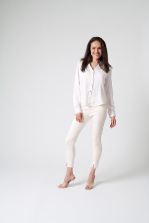 Pantaloni casual slim-fit alb-1