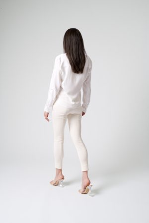 Pantaloni casual slim-fit alb-3