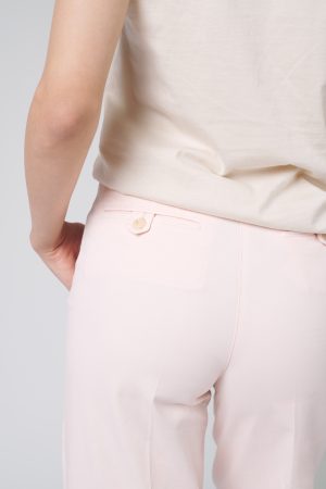 Pantaloni la dunga evazati roz-4