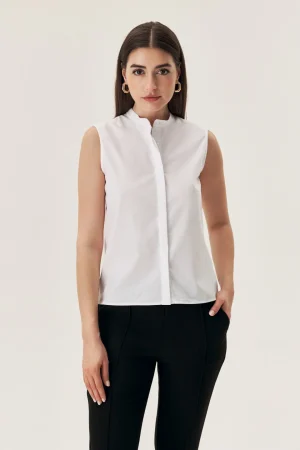 Camasa alba din poplin cu guler tunica-1