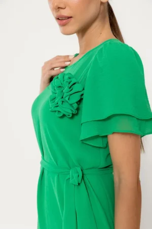 rochie-lejera-cu-cordon-si-floare-verde-r8521-52619-2
