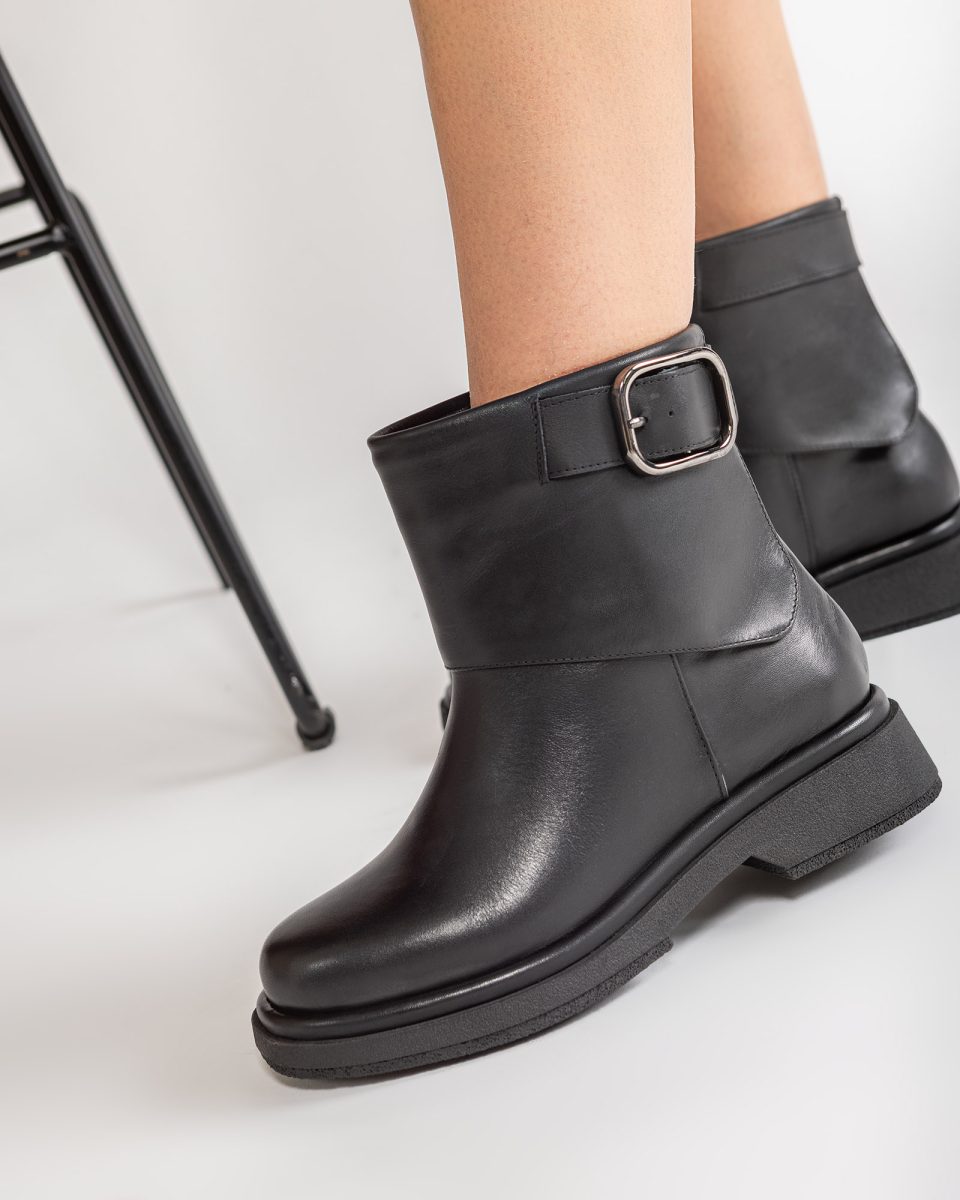 Ghete Piele Naturala Rebel Chic Negru