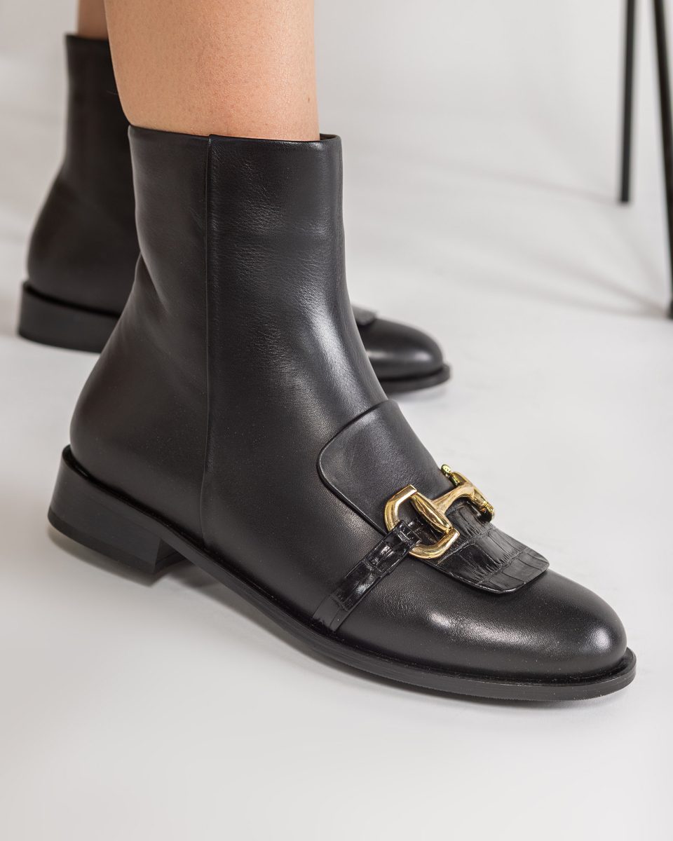 Ghete Elegante din Piele 'Monogram Buckle'