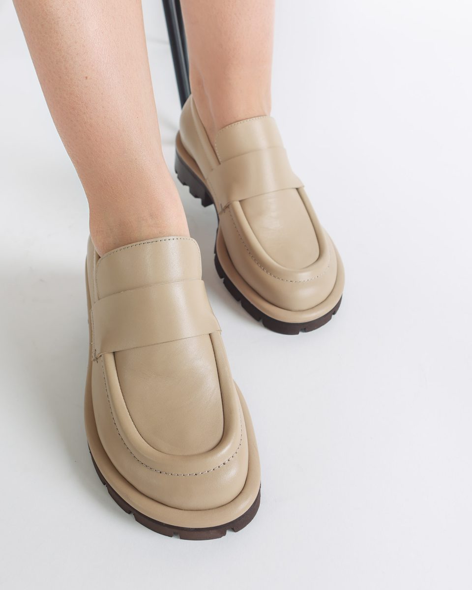 Pantofi Loafer NAOMI Chunky Piele Bej