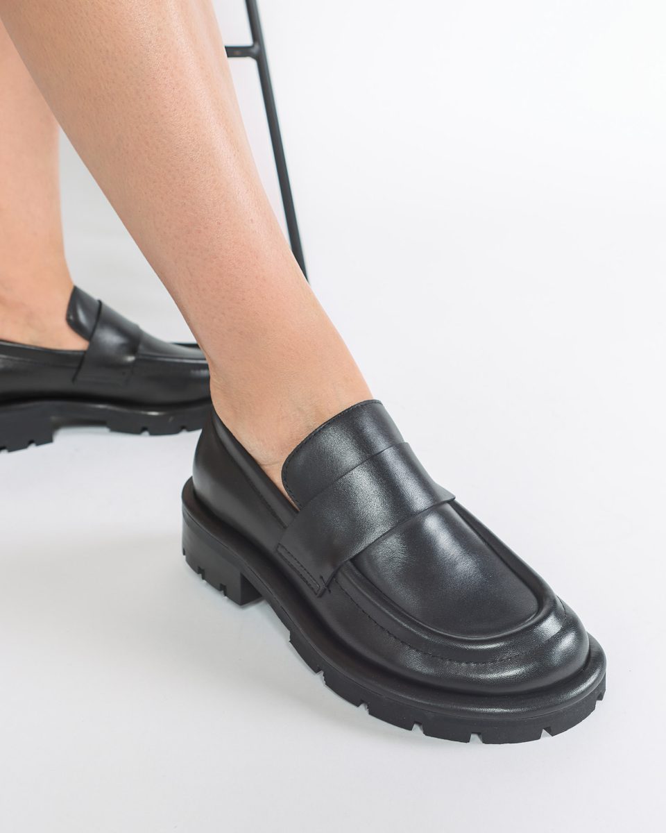 Pantofi Loafer NAOMI Chunky Piele Neagra